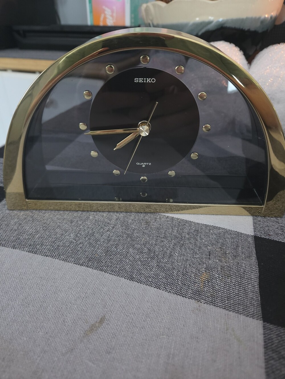 Seiko Black Dial Gold-Trim Arch Mantel Clock
